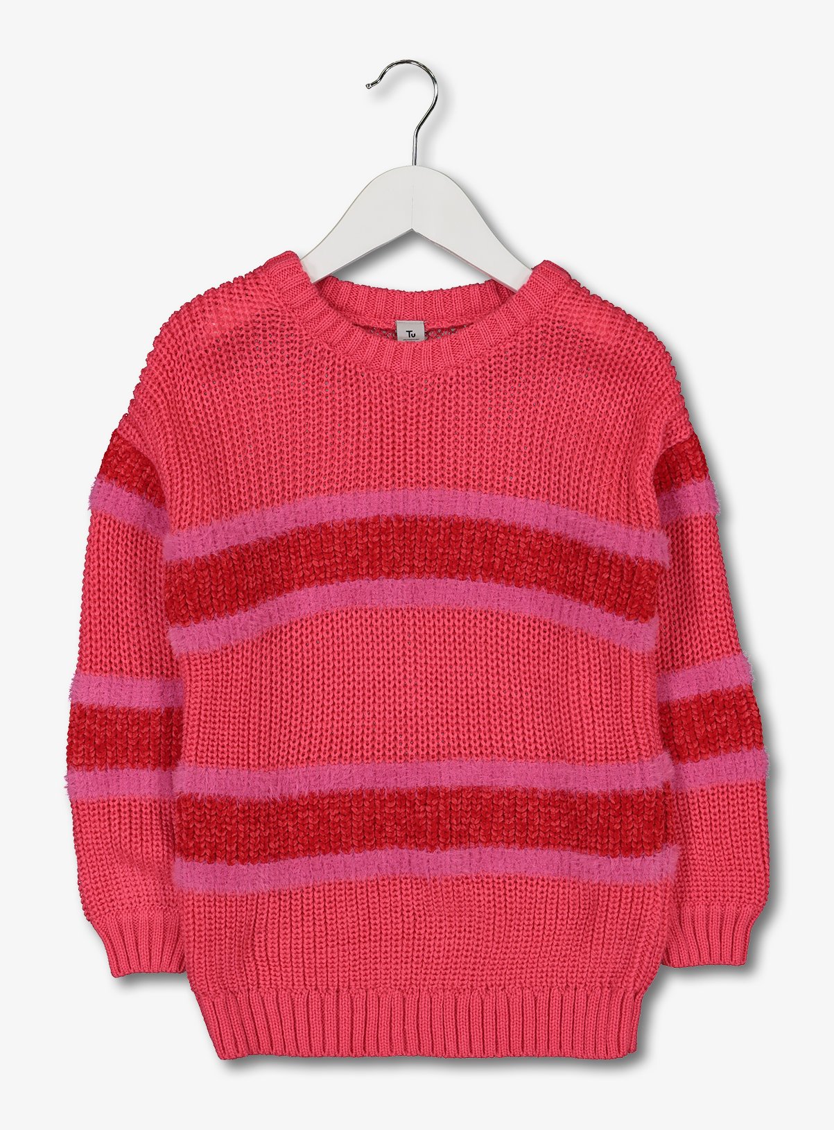 pink and red striped jumper